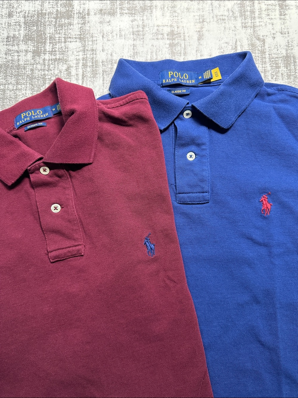 POLO Men’s Short Sleeves by Ralph Lauren - Burgundy & Royal Blue - Size M